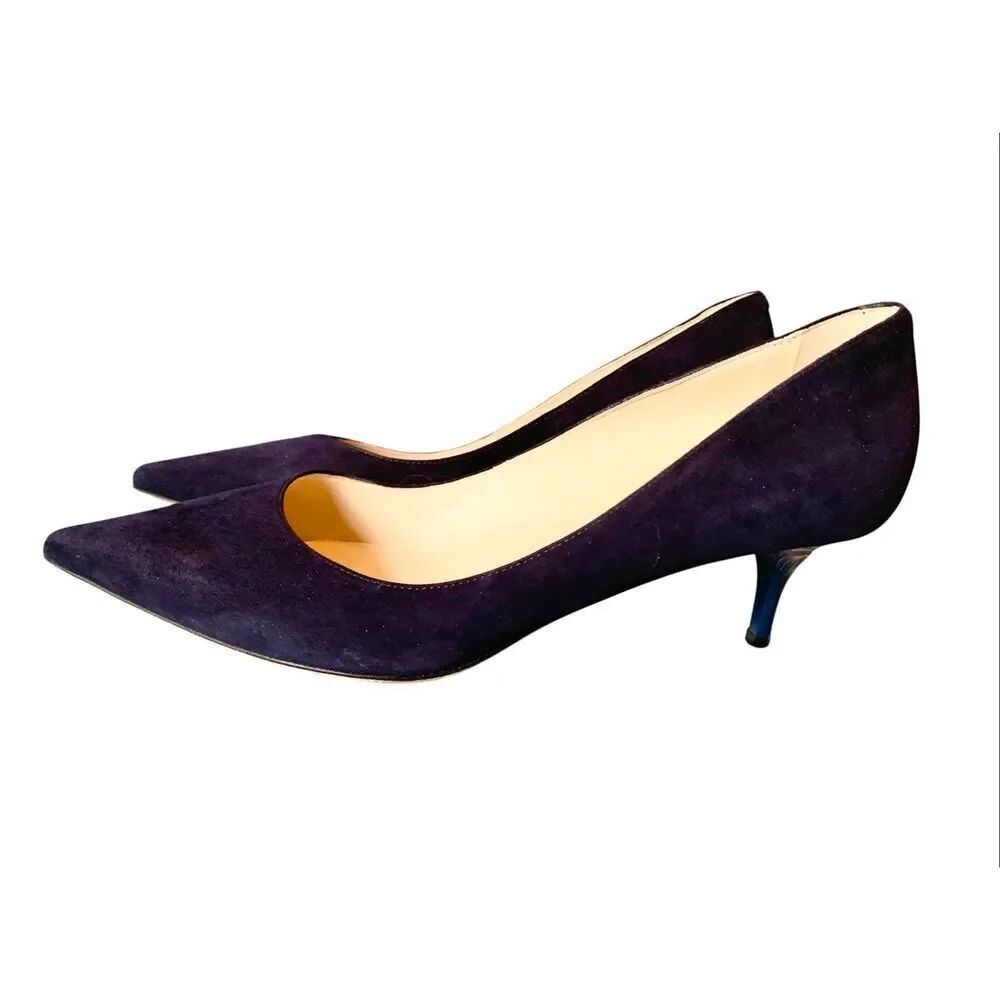 Jimmy Choo AZA Navy Blue SUEDE LEATHER Pumps Heels Shoes sz 37.5